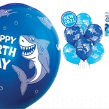 Balónky narozeniny žralok 6 ks 30 cm
