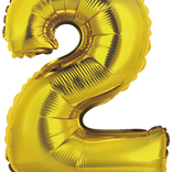 Balónek foliový narozeniny číslo 2 zlatý 33cm x 20cm