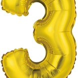 Balónek foliový narozeniny číslo 3 zlatý 33cm x 20cm