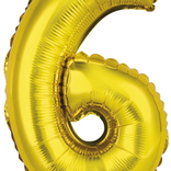 Balónek foliový narozeniny číslo 6 zlatý 35 cm 