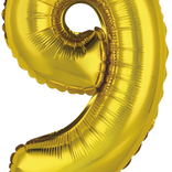 Balónek foliový narozeniny číslo 9 zlatý 35 cm