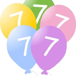 Narozeninové balónky s číslem 7, 5ks