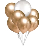 Balónky chromové zlaté a bílý balónek kruh set 