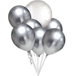 Balónky chromové stříbrný a bílý balónek kruh set 