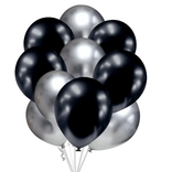 Balónky chromové stříbrné a grafitově černé 10 ks 30 cm mix