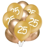 Balónky 25 narozeniny zlaté 10 ks 30 cm mix