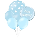 Balónky puntíky set Krásné narozeniny! kruh světle modrý