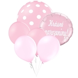 Balónky puntíky set Krásné narozeniny! kruh světle růžový