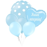 Balónky puntíky set Krásné narozeniny! srdicko