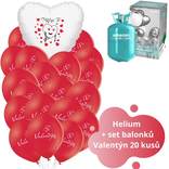 Helium sada - červené balónky Miluji Tě a Valentýn 20 ks 