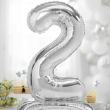 Balónek fóliový číslo 2 stříbrný stojící 70 cm