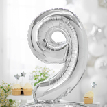 Balónek fóliový číslo 9 stříbrný stojící 70 cm