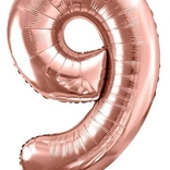 Balónek fóliový narozeniny číslo 9 růžovo-zlaté 86 cm