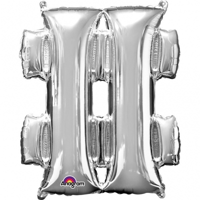 Symbol # stříbrné foliové balónky 83 cm x 68 cm