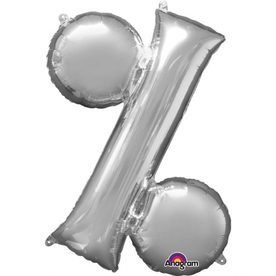 Symbol % stříbrné foliové balónky 38 cm x 33 cm