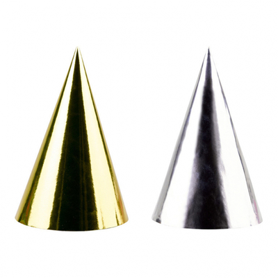 Čepičky zlaté a stříbrné metalické 4 ks, 17 cm 