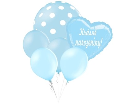 Balónky puntíky set Krásné narozeniny! srdicko