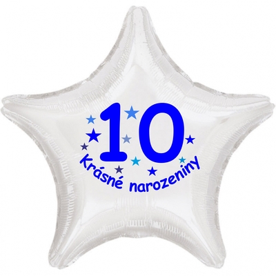 Krásné 10. narozeniny fóliový balónek hvězda pro kluky