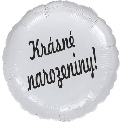 Fóliový balónek kruh stříbrný Krasne narozeniny!