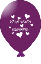 Balónky svatební - Purple 062 s bílým potiskem