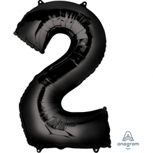 Balónek foliový narozeniny číslo 2 černý 86 cm