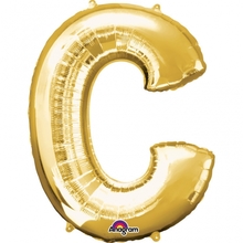 Písmena C zlaté foliové balónky 81 cm x 63 cm