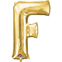 Písmena F zlaté foliové balónky 81 cm x 53 cm