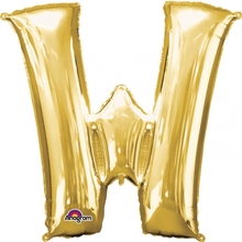 Písmena W zlaté foliové balónky 83 cm x 71 cm
