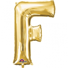 Písmena F zlaté foliové balónky 33 cm x 22 cm