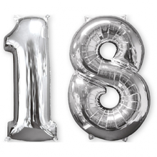 Balónky fóliové narozeniny číslo 18 stříbrna 66 cm