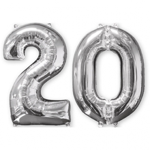 Balónky fóliové narozeniny číslo 20 stříbrna 66 cm