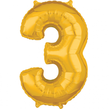Balónek fóliový narozeniny číslo 3 zlatý 66cm