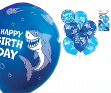 Balónky narozeniny žralok 6 ks 30 cm