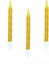 Dortové svíčky zlaté 10 ks s držáky 