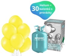 Helium sada + balónky 30 ks žluté