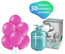 Helium sada + balónky 30 ks růžové