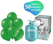 Helium sada + balónky 50 ks zelené