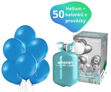 Helium sada + balónky 50 ks modré