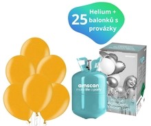 Helium sada + balónky zlaté metalické