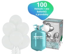Helium set a bílé balónky 100 kusů