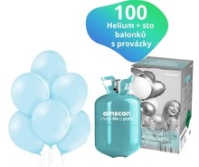 Helium set a světlemodré balónky 100 kusů