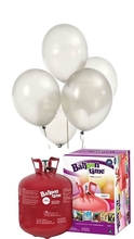 Helium Balloon time + balónky bílé 50ks 