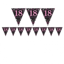 Vlajka 18. narozeniny pink 4 m