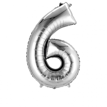 Balónek fóliový narozeniny číslo 6 stříbrný 86cm