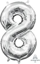 Balónek foliový narozeniny číslo 8 stříbrný 35cm x 20cm
