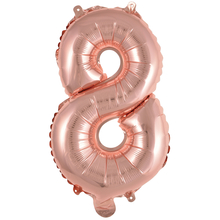 Balónek foliový narozeniny číslo 8 růžovo-zlaté 35cm