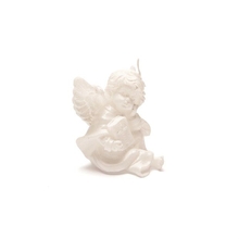 Svíčka anděl s Bilbí bílá perleťová 9,5 cm x 10 cm x 7,5 cm