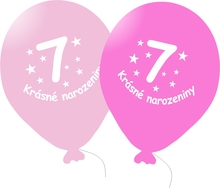 Narozeninové balónky růžové s potiskem 7 - 5 ks