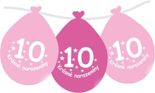 Narozeninové balónky růžové s potiskem 10 visící - 5 ks