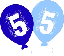 Balonky narozeniny 5ks s číslem 5 pro kluky